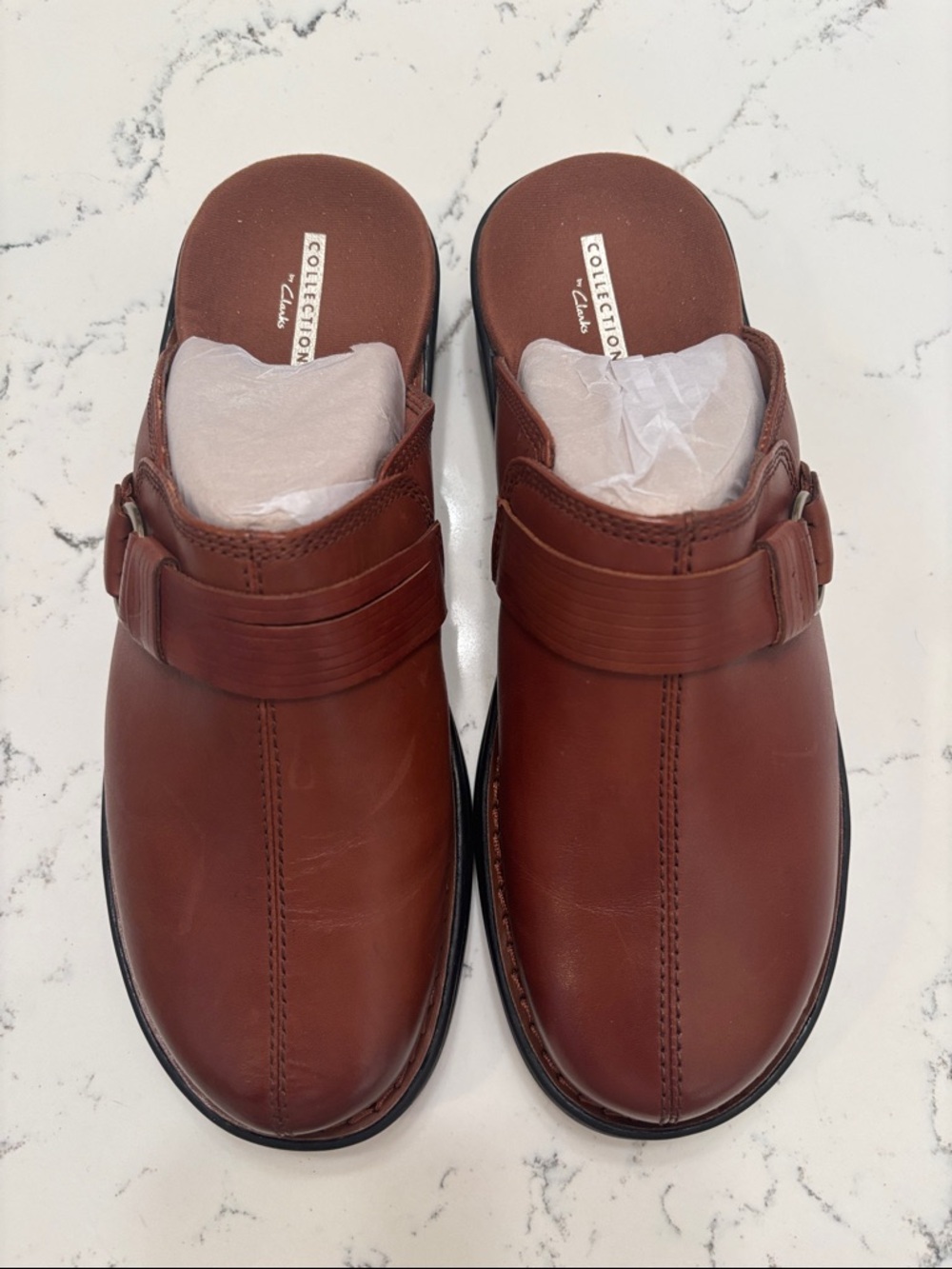 Clark’s Women’s Dark Tan Leather Slides